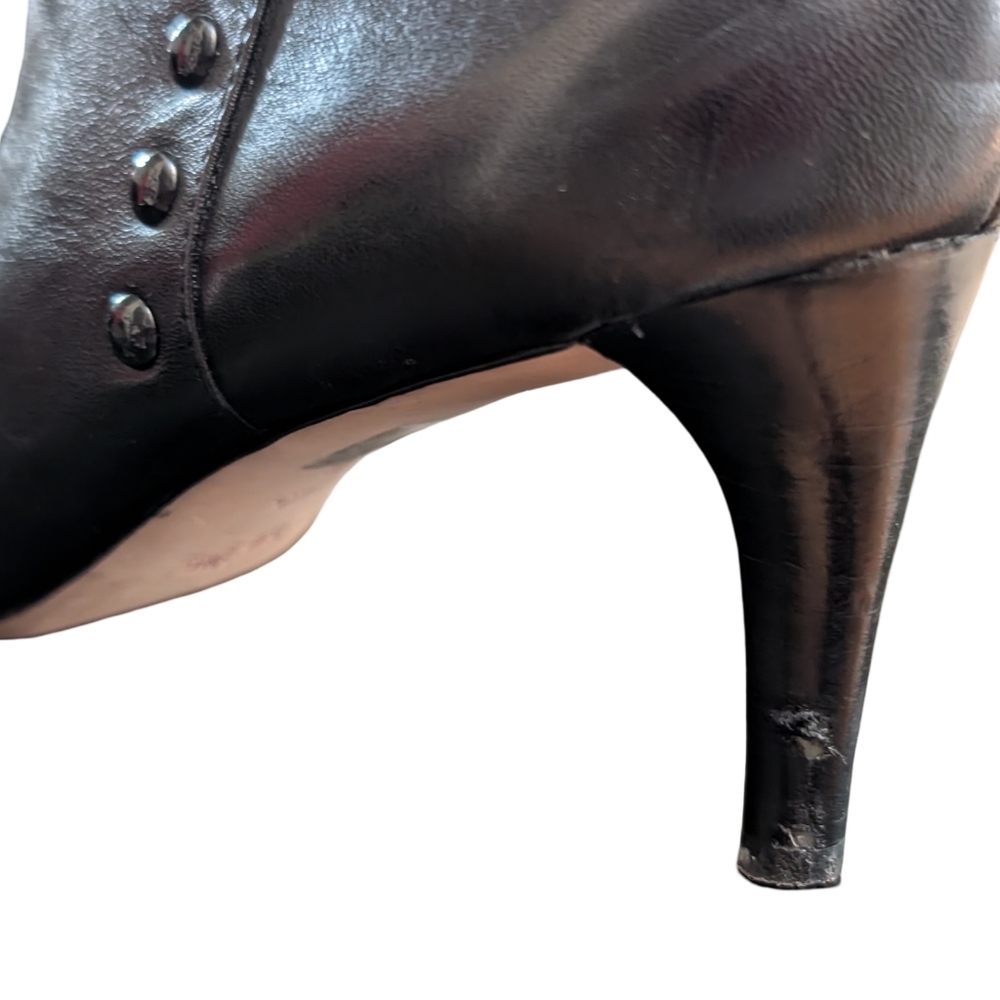 COACH Women's Hickory Black Leather Ankle Booties Size 7.5B | Designer Studded - Picture 9 of 13